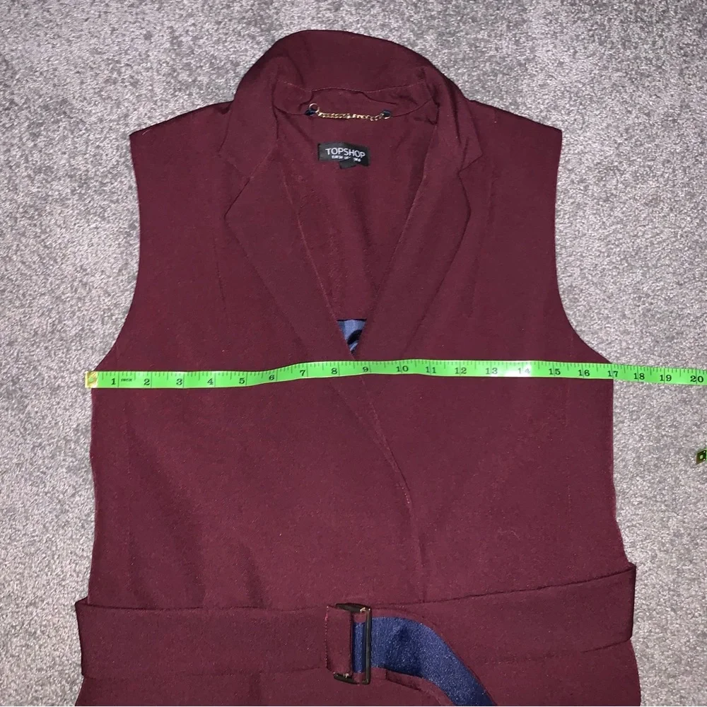 Topshop Sleeveless Double-Breasted Long Vest in Plum - Picture 6 of 7